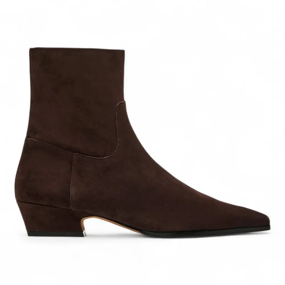 Dusty Square Toe Suede Ankle Bootie