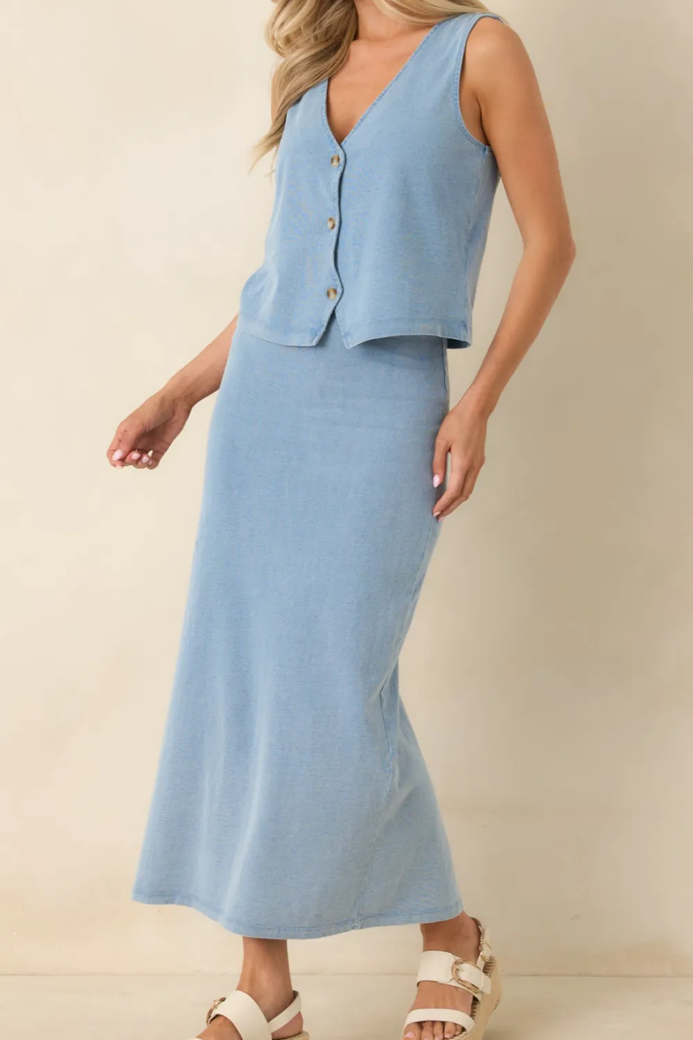 Cotton Jersey Midi Skirt