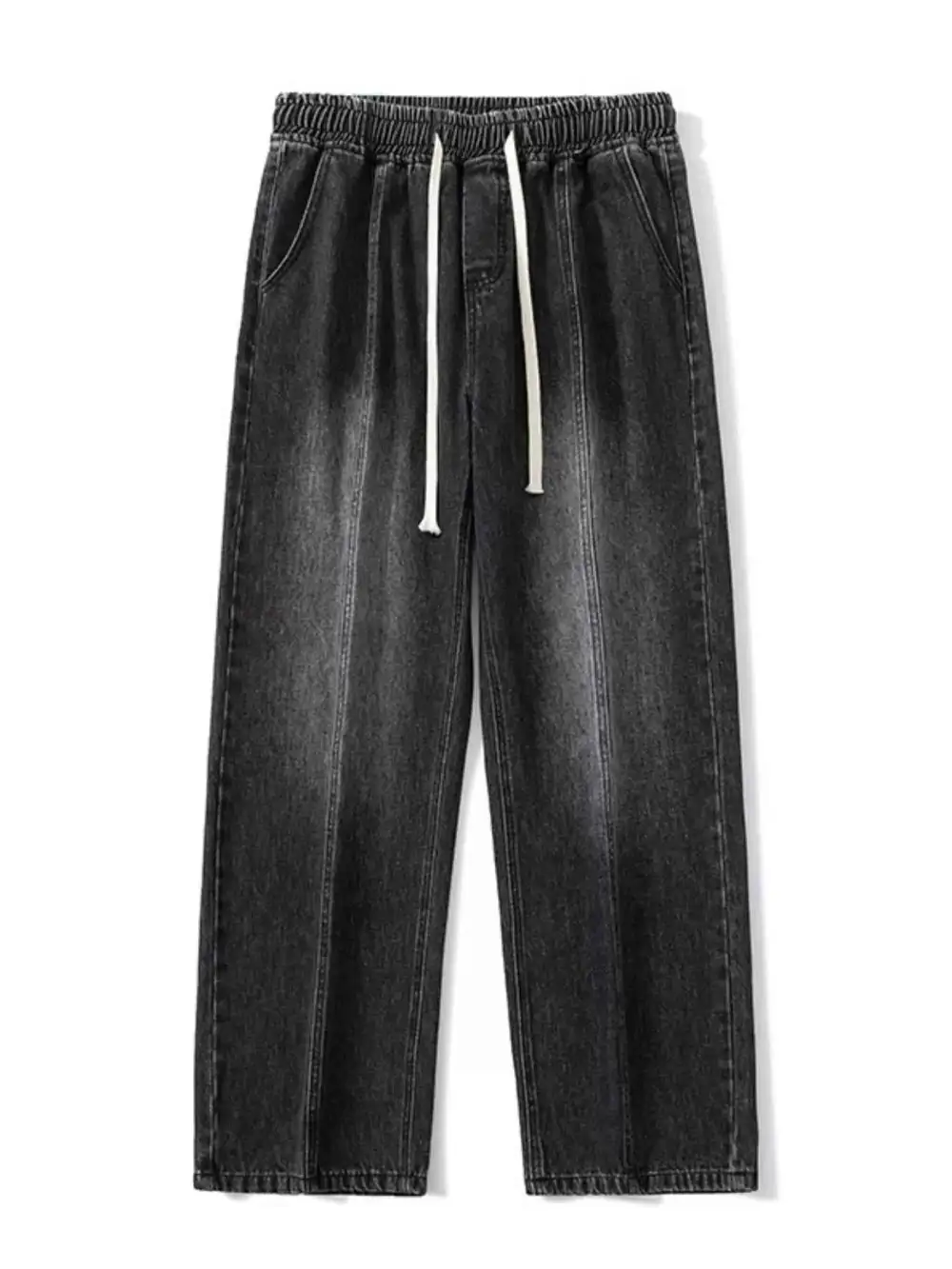 Relaxed Fit Wide Leg Drawstring Jeans