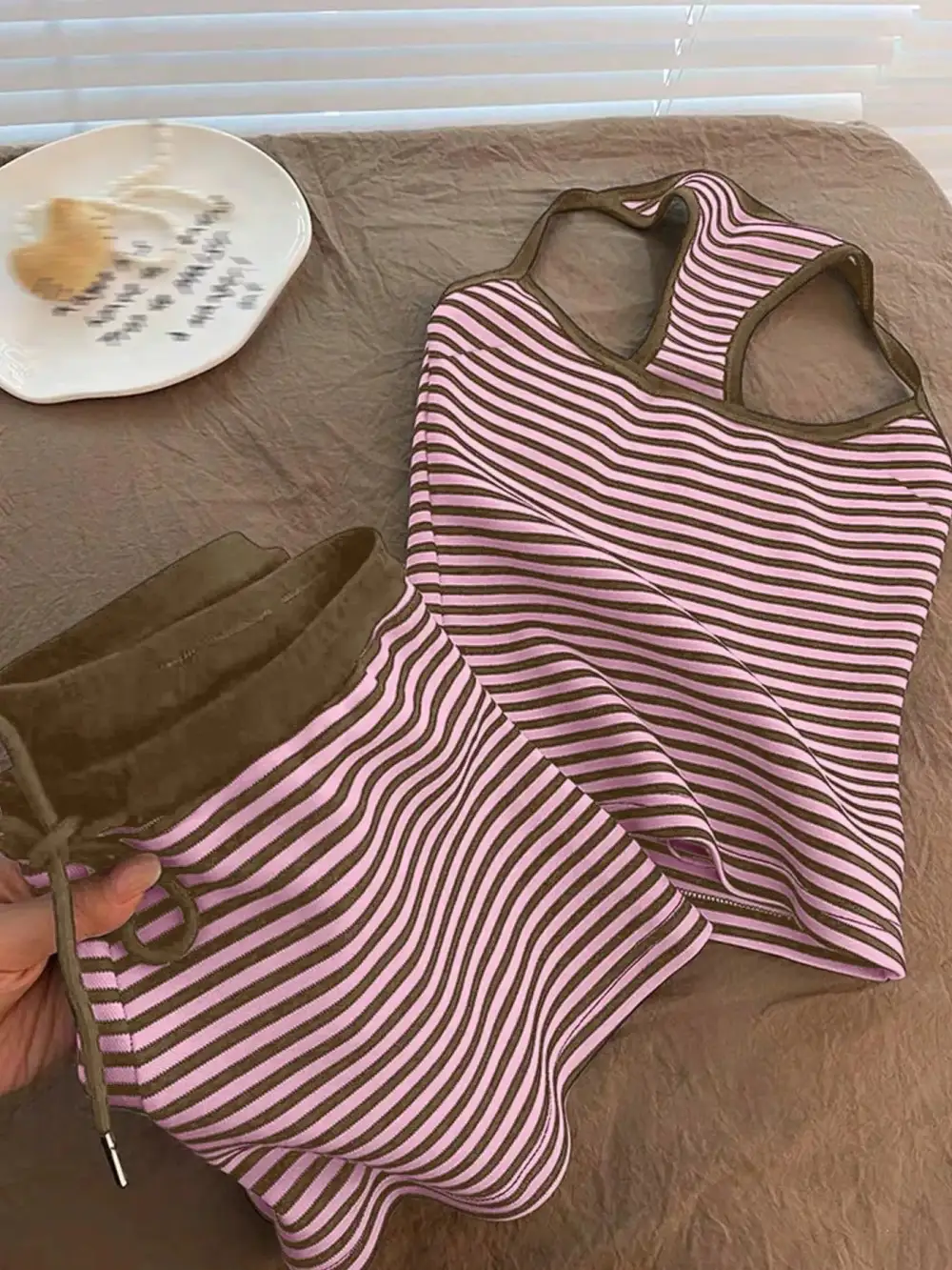 Striped Tank Top and Shorts Set