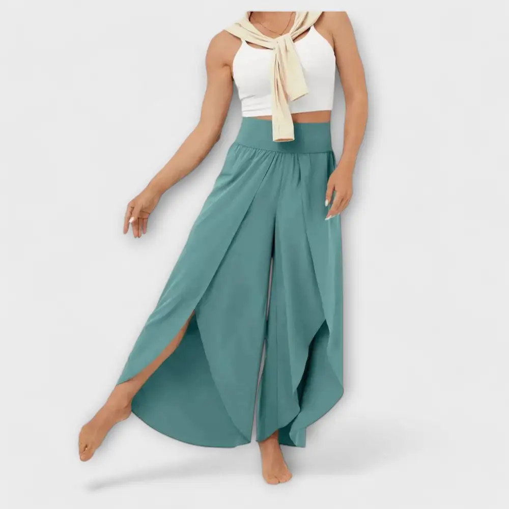Flared Leg Relaxed Fit Lightweight Trousers
