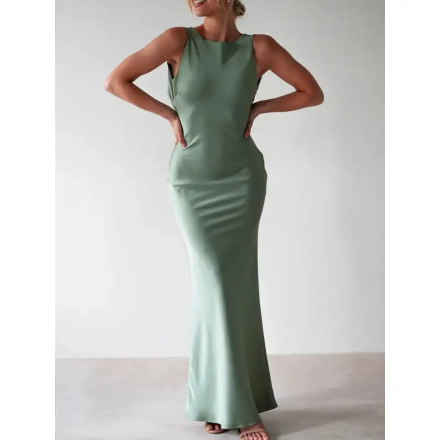 Satin Sleeveless Maxi Dress