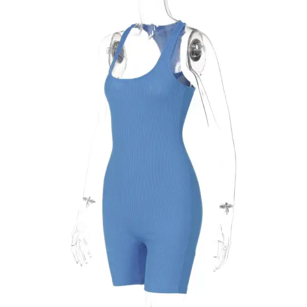Backless Catsuit Ribbed Romper