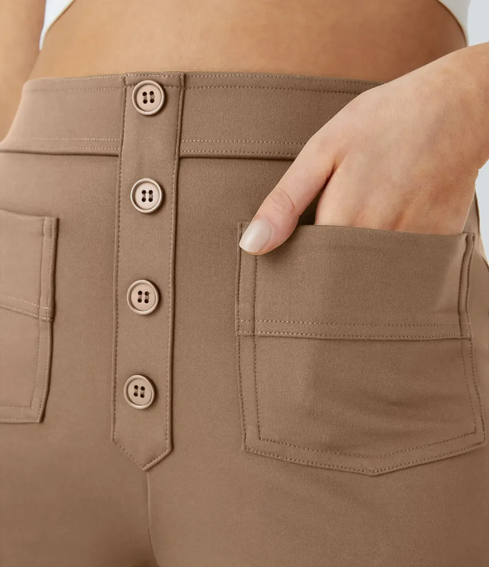 DayStretch High Waisted Pockets Straight Leg Casual Pants