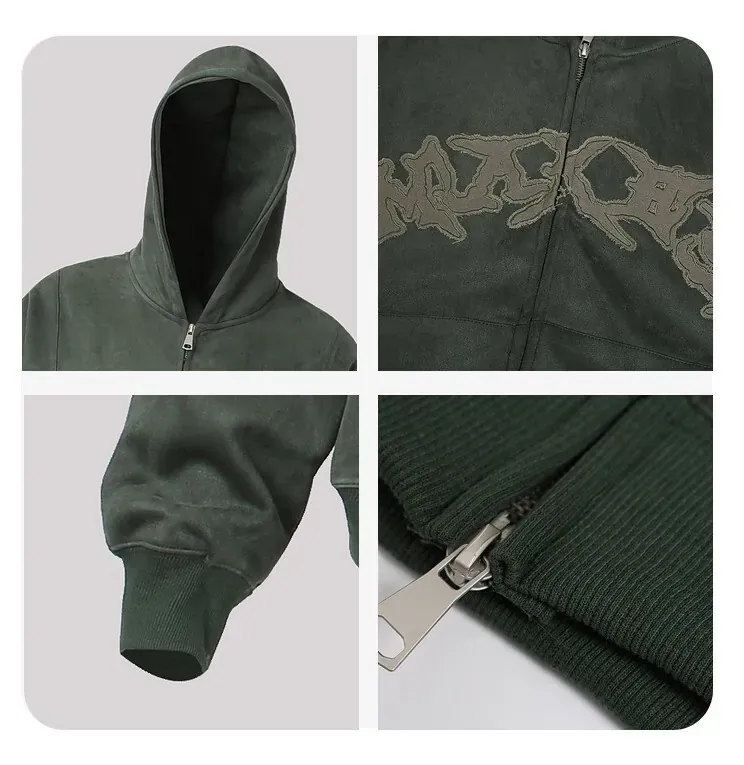 Gothic Embroidered Double-Zip Hoodie