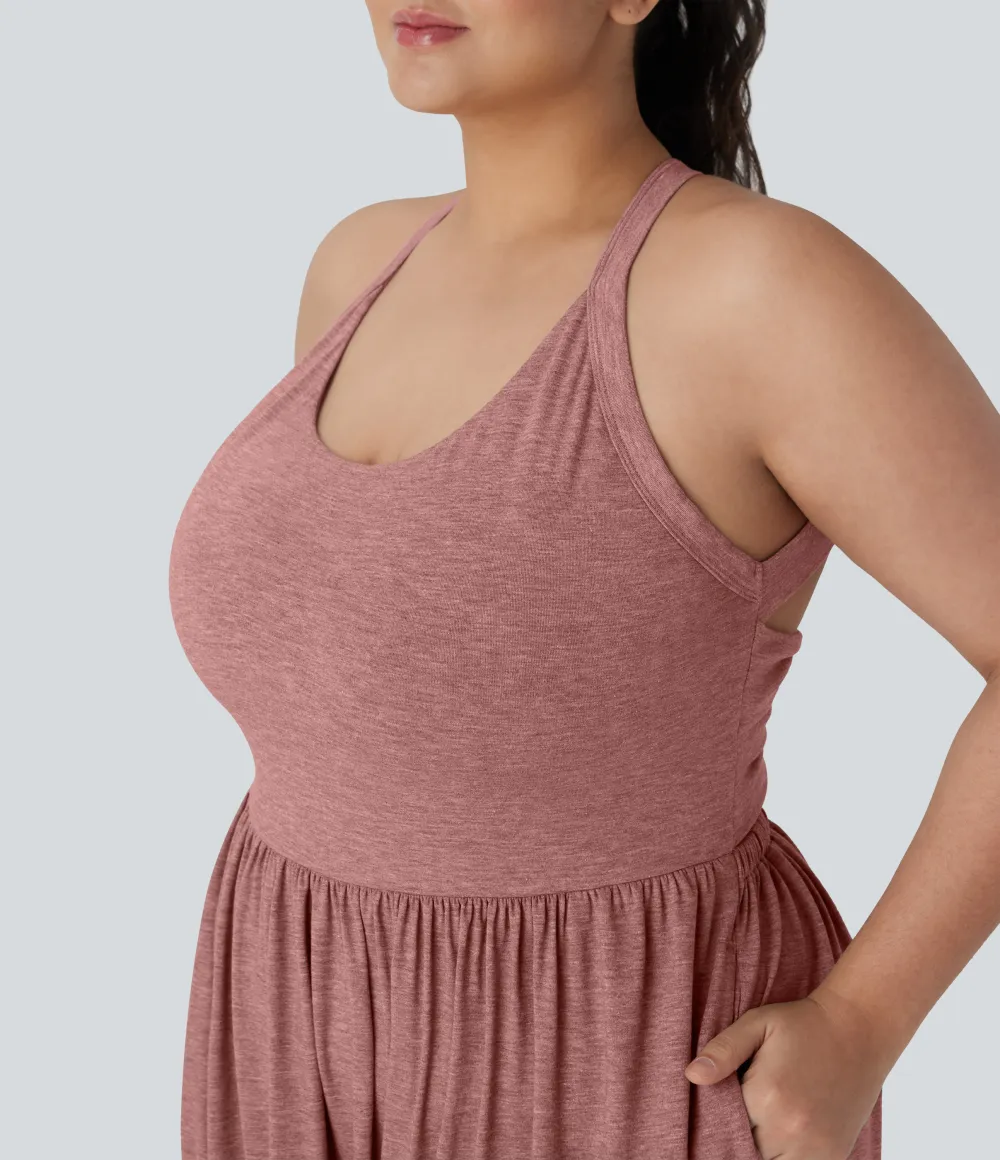 Backless Twisted Harem Casual Plus Size Jumpsuit with Side Pocket-Easy Peezy Edition