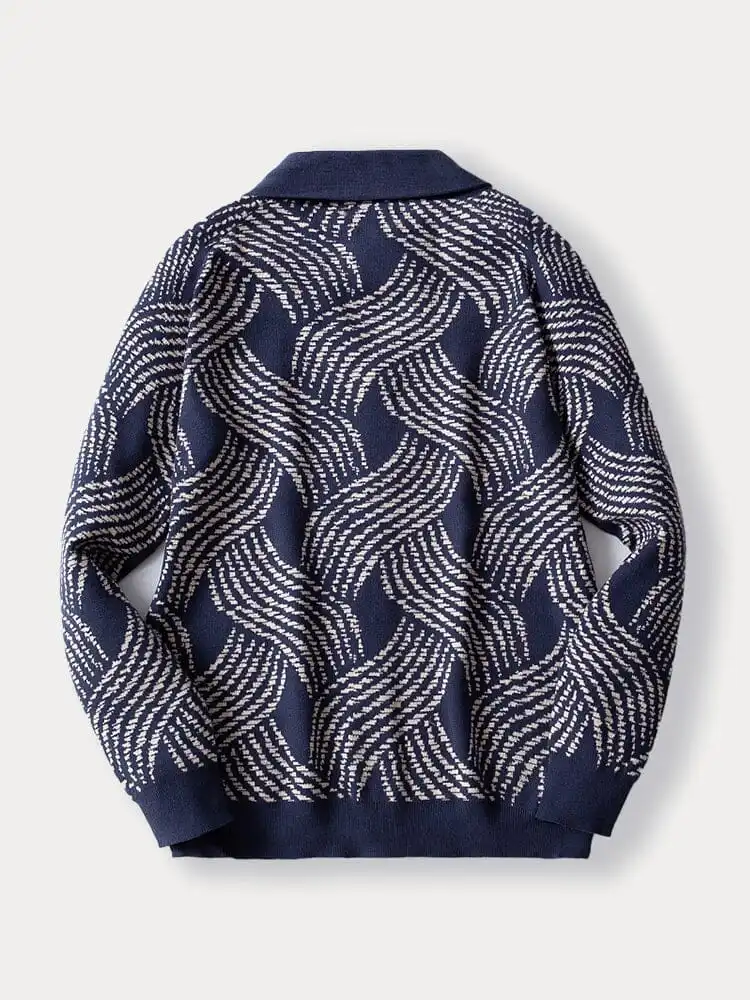 Comfy Jacquard Knit Jacket Sweater