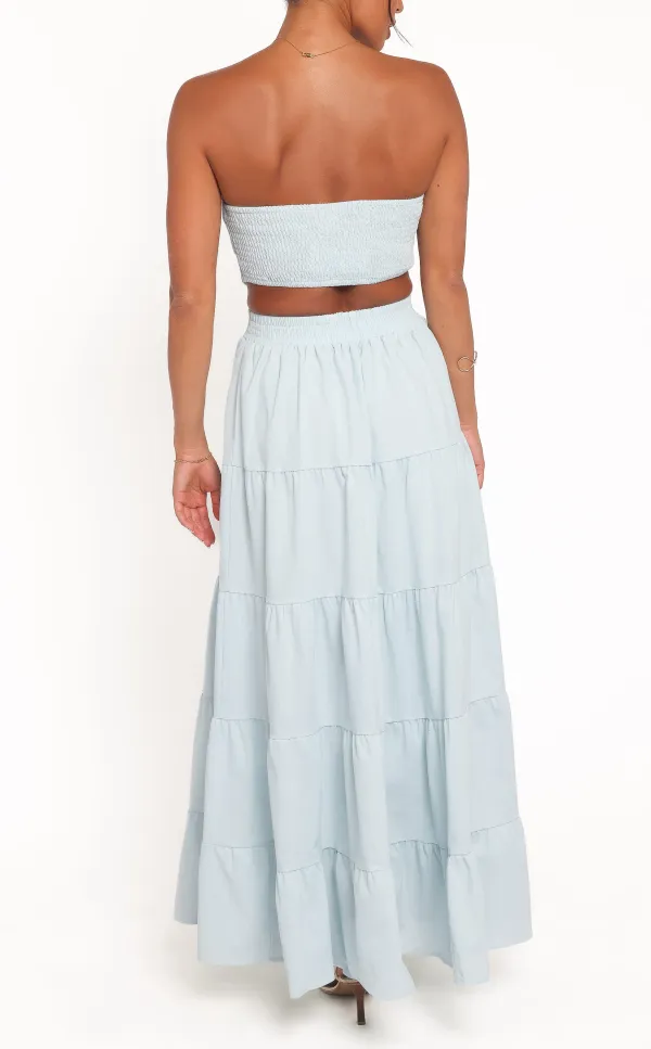 Tiered Straight Neck Maxi Dress