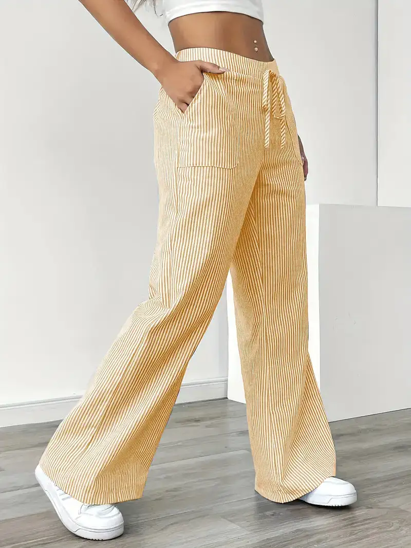 Classic Wide Leg Striped Trousers