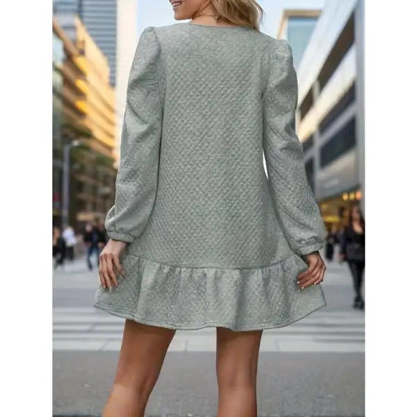 Polished Everyday Round Neck Long Sleeve Mini Dress