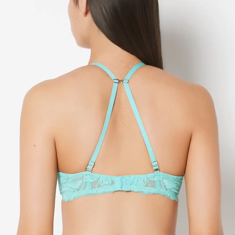Push Up Plunge Bra With Charmed Lace Bondage Straps