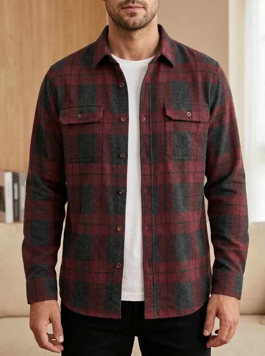 Forest Plaid Flap Pocket Shirt