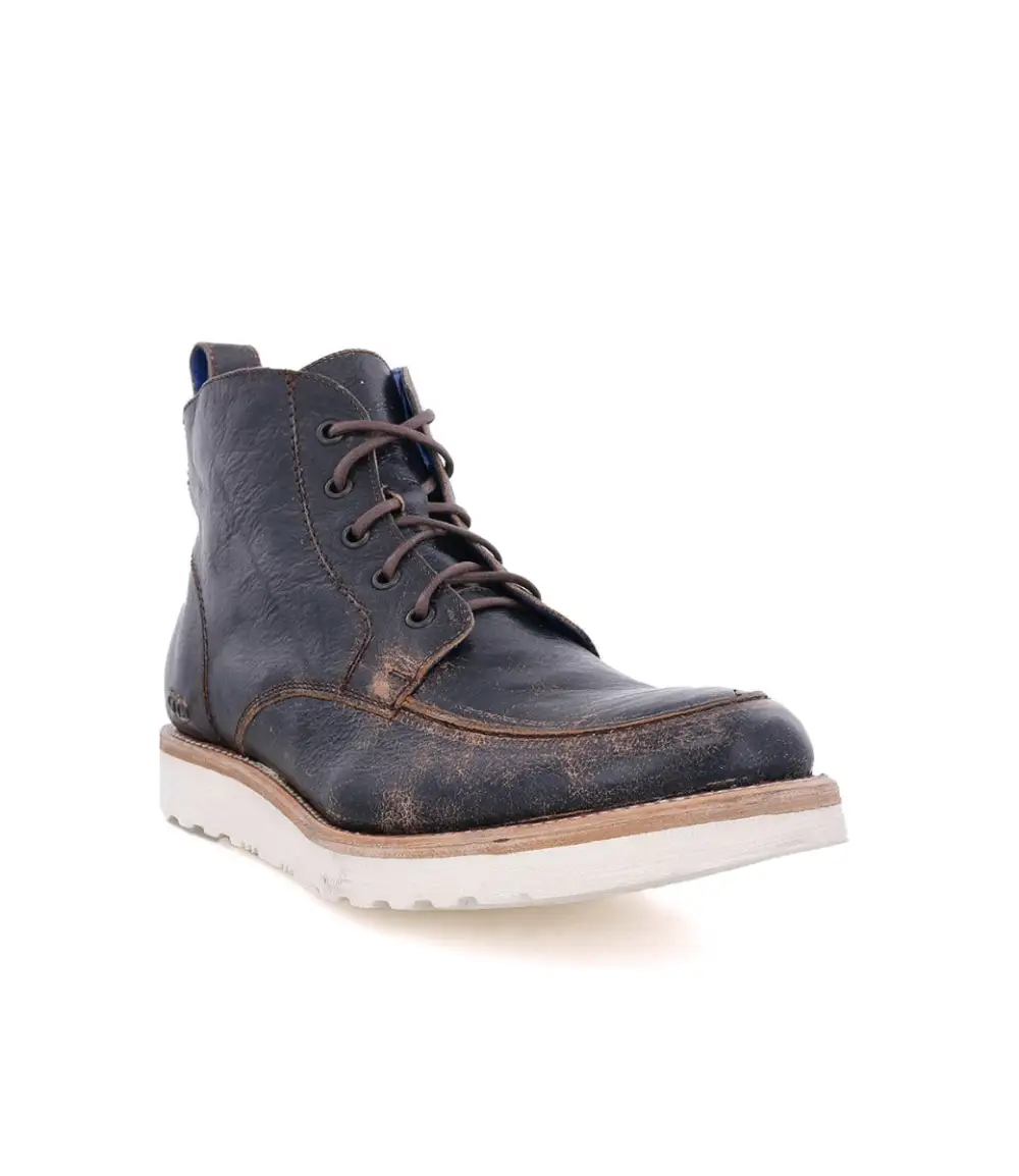 Apron-Toe Lace-Up Distressed Work Boots