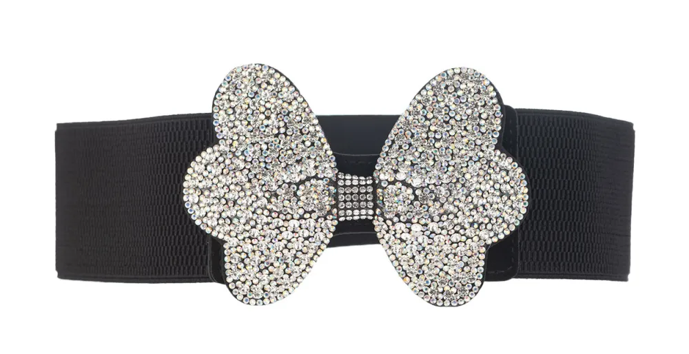 Bow Stone Accent Stretch Waist Belt