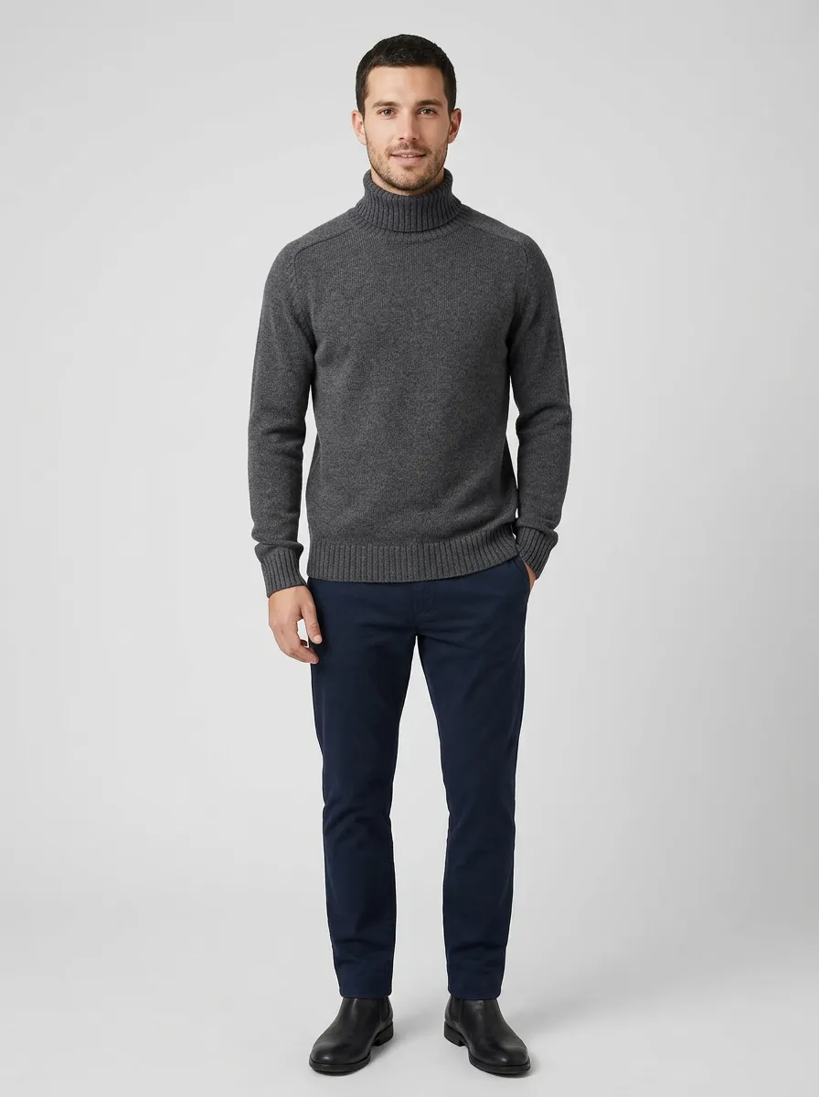 Men's Smart Layer Ribbed Knit Turtleneck Sweater