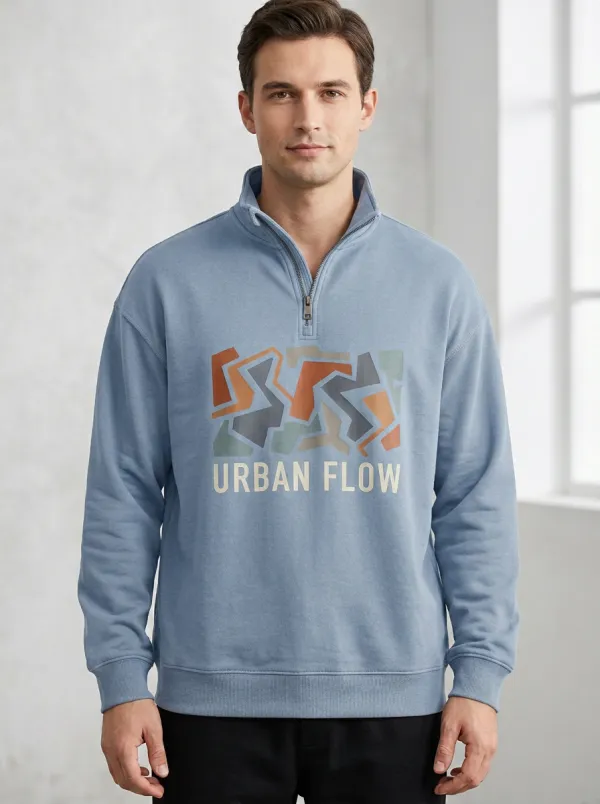 Casual Half-Zip Geometric Men's Half-Zip Sweatshirt