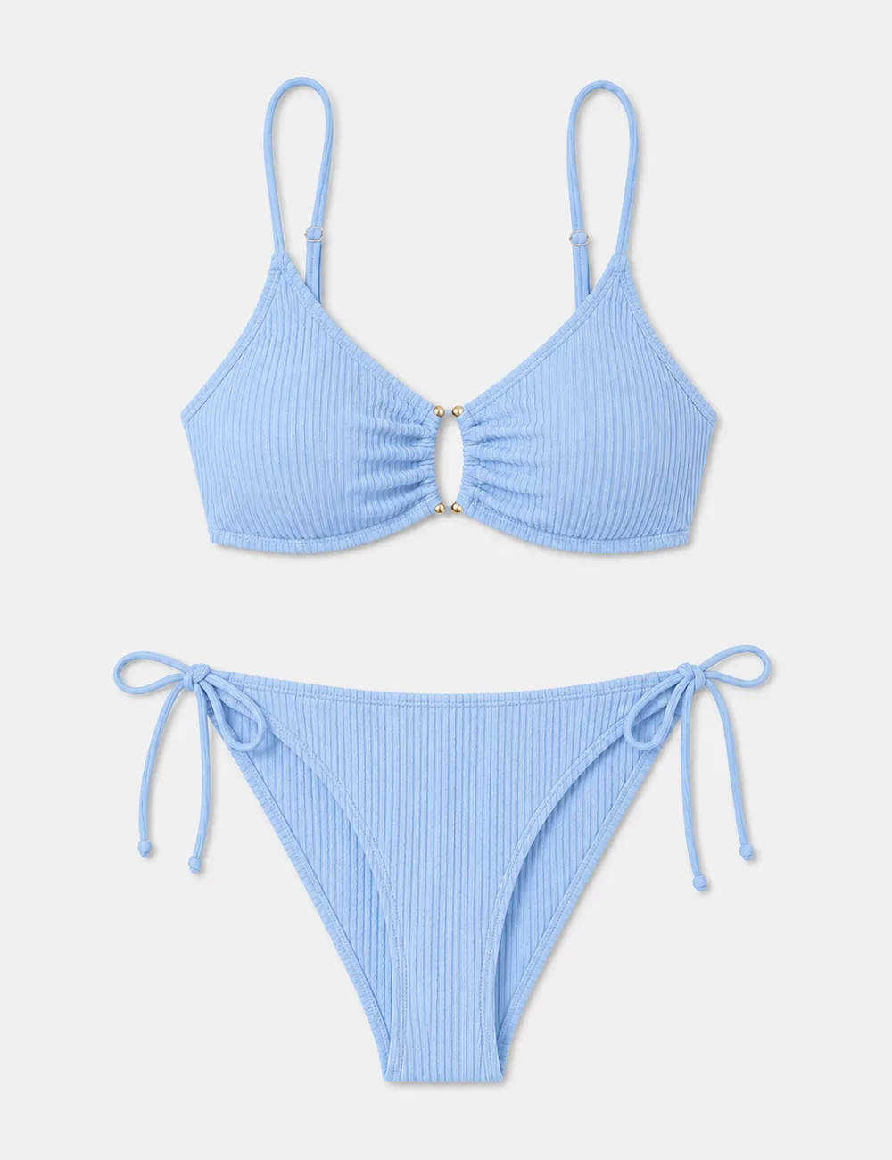 Tone Metal Accents Triangle Bikini Set