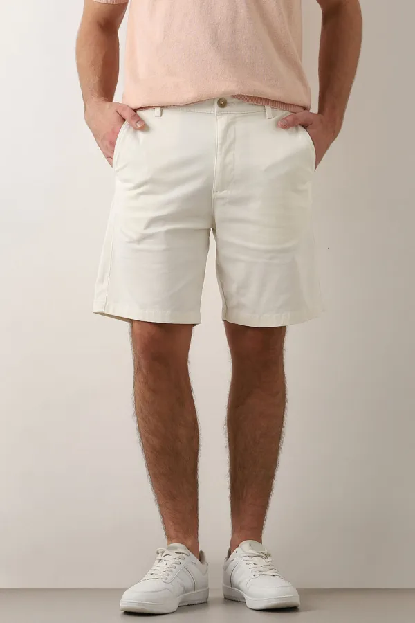 Casual Mid Rise Cotton Chino Shorts