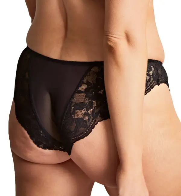 Mid-Rise Stretch-Lace Cotton Brazilian Brief Panty