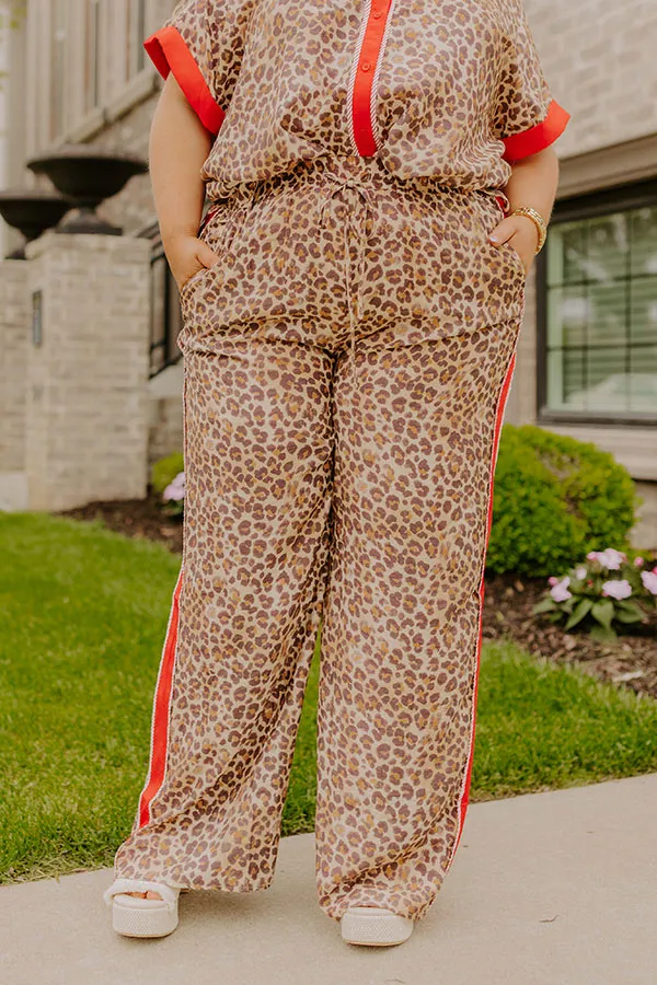 High Waist Wide Leg Leopard Striped Pants