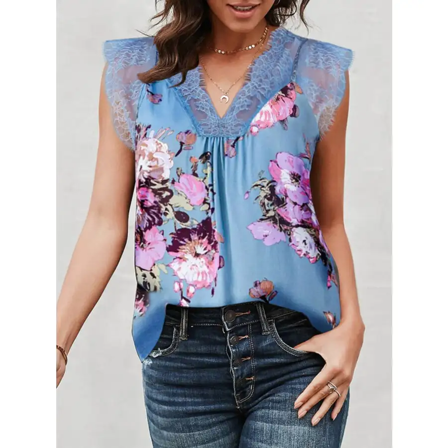Soft Lace Detail V Neck Tank