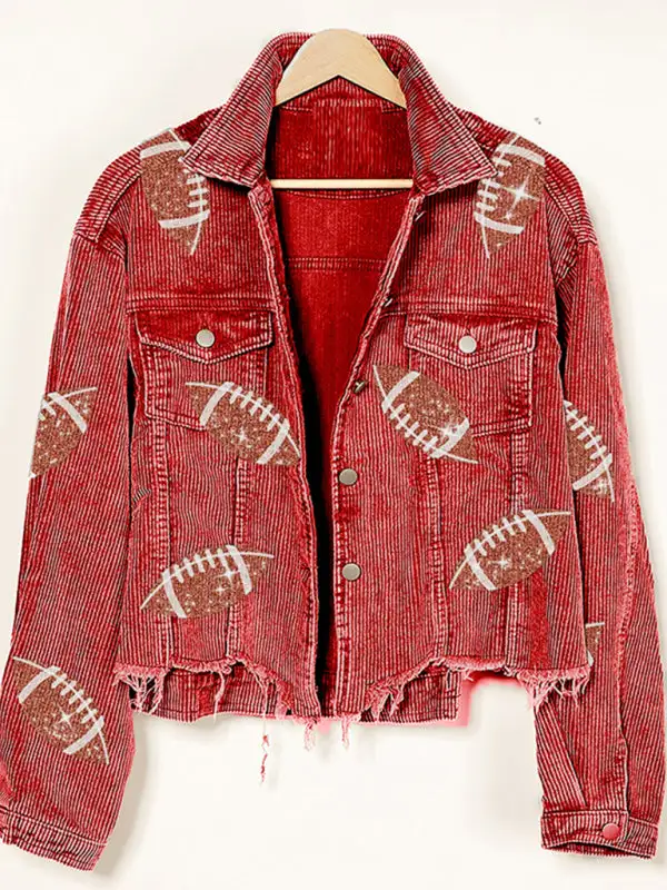 Corduroy Sequined Pocketed Jacket