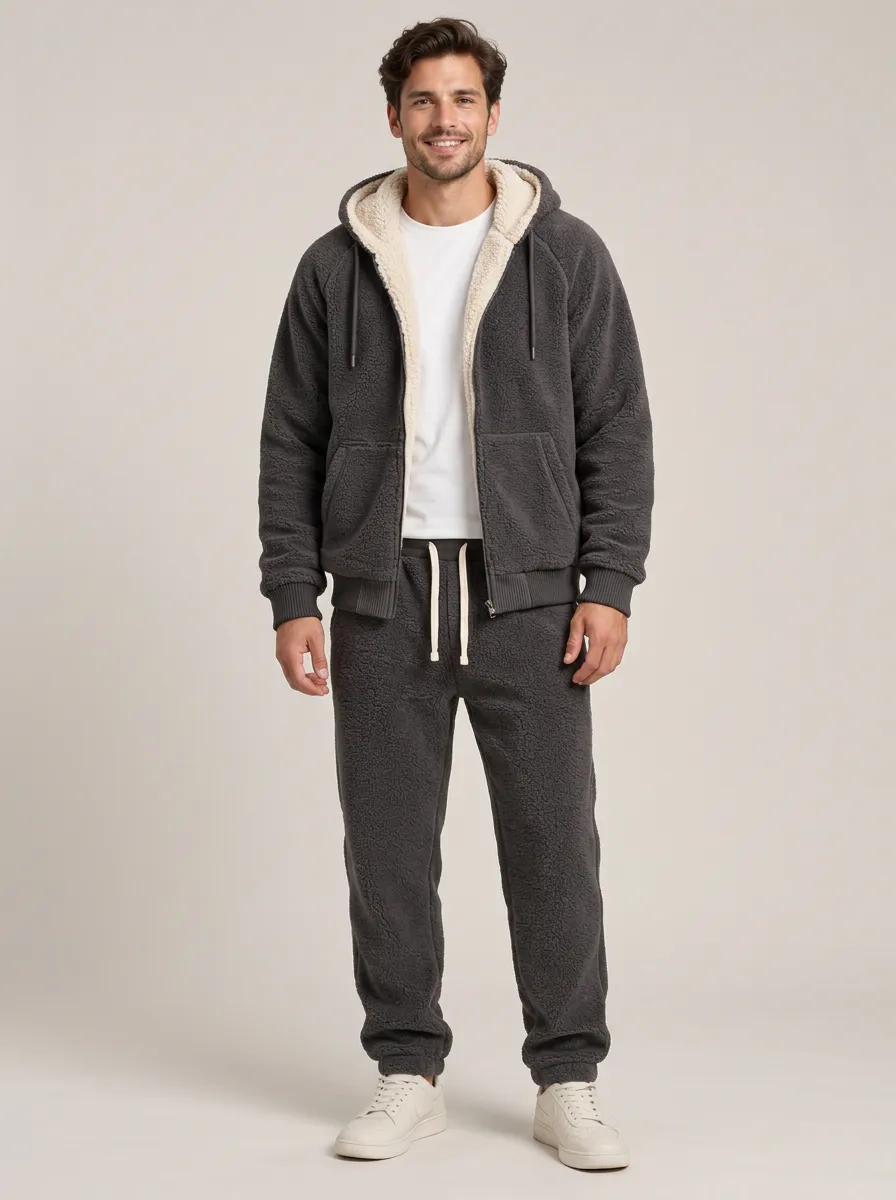 Leisure Ready Fleece Lined Thermal Hooded Men's Fleece Tracksuit