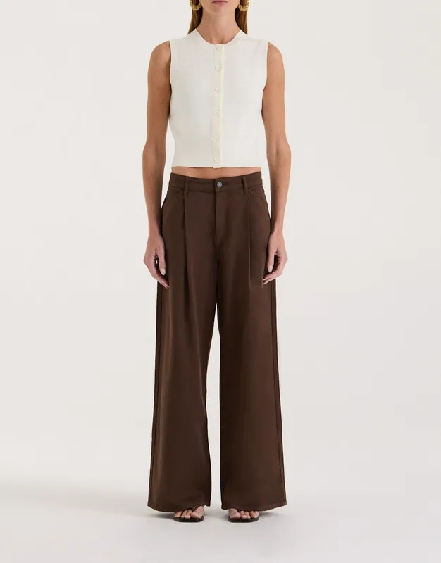 Cream Cropped Button Front Knit Vest