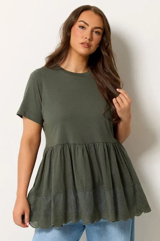 Green Tiered Peplum Top