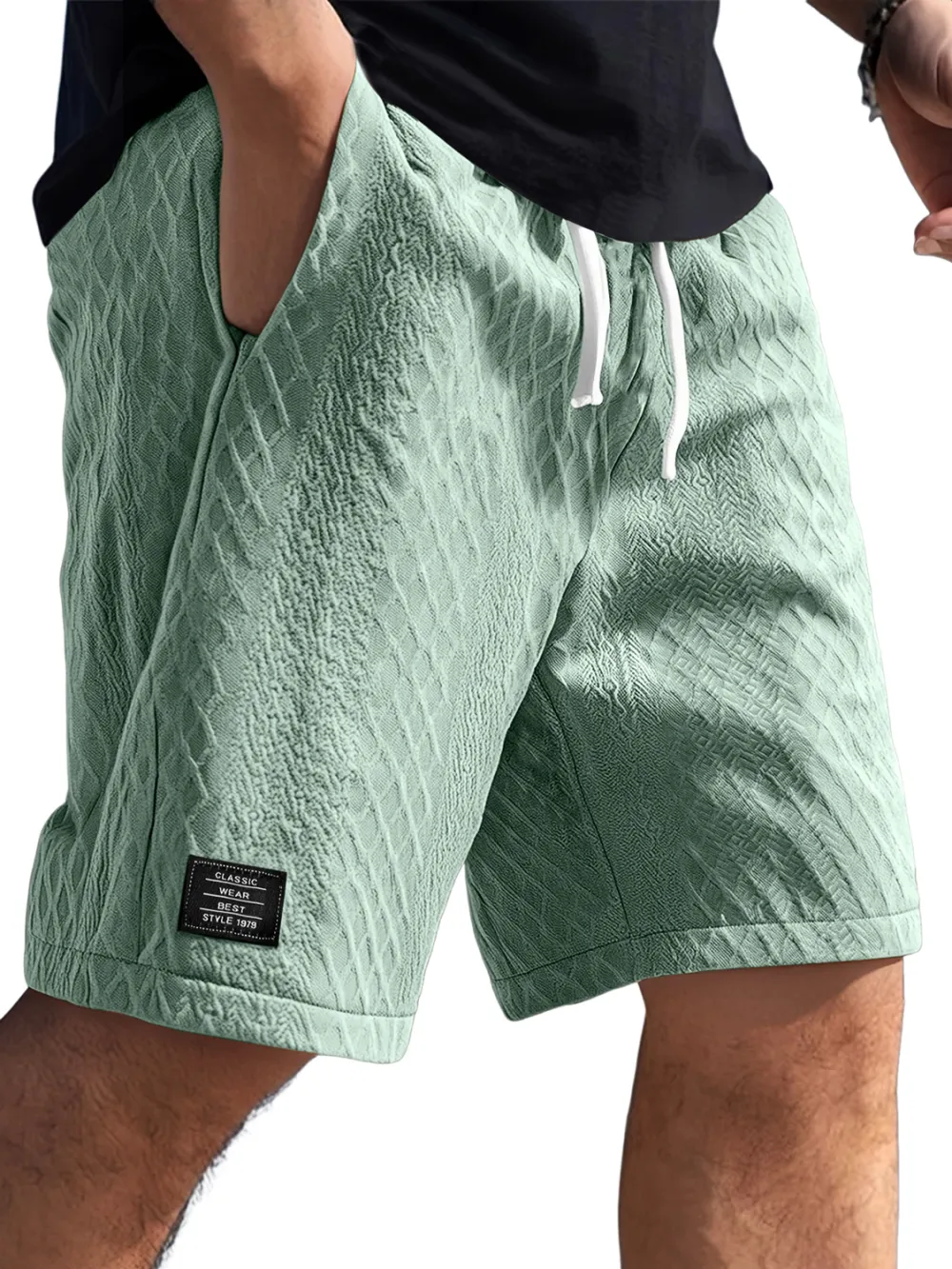 Textured Jacquard Casual Shorts