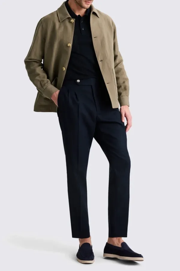 Linen-Wool Blend Khaki Men's Jacket