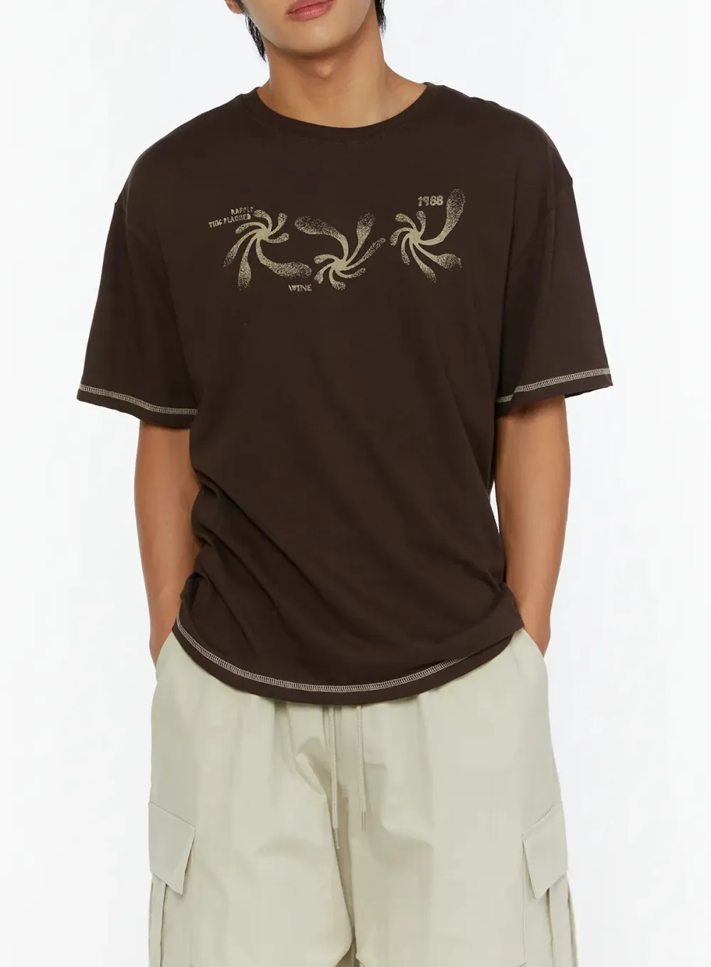 Men's Round-Neck Graphic Print T-Shirt