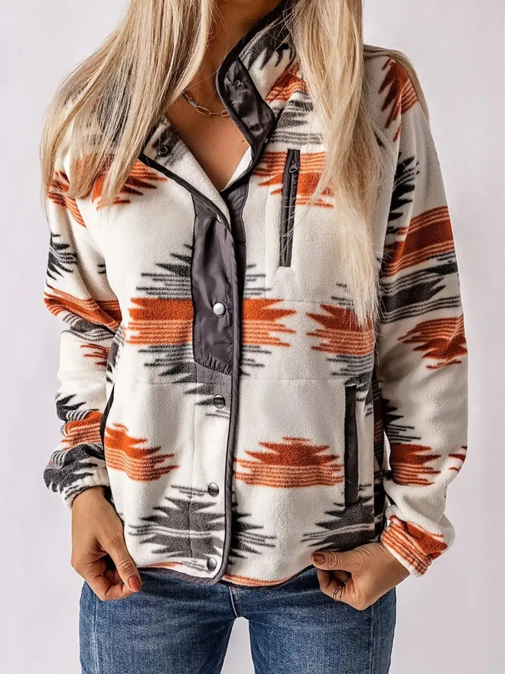 Geometric Snap Down Jacket