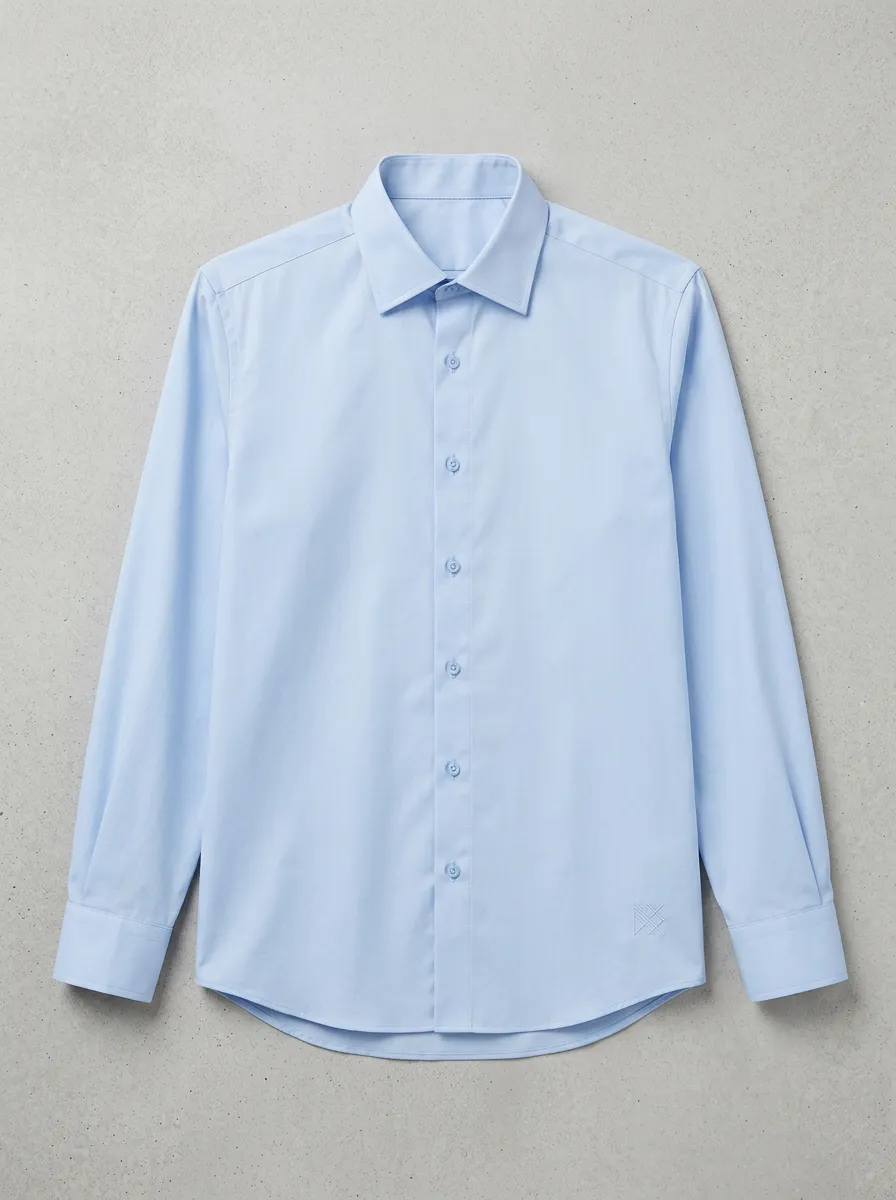 Men's Non-Iron Cotton Geometric Logo Embroidered Dress Shirt