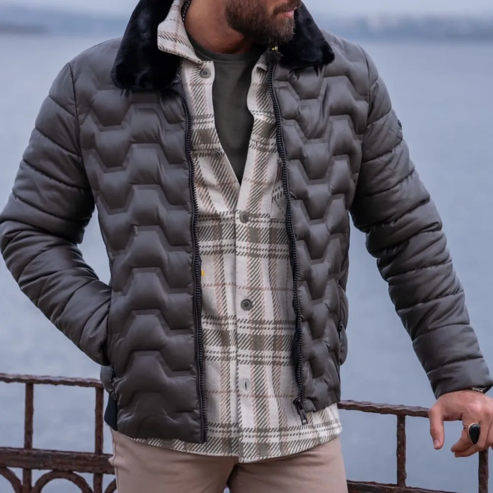 Fur Detail Slim Fit Wool Tailored Coat