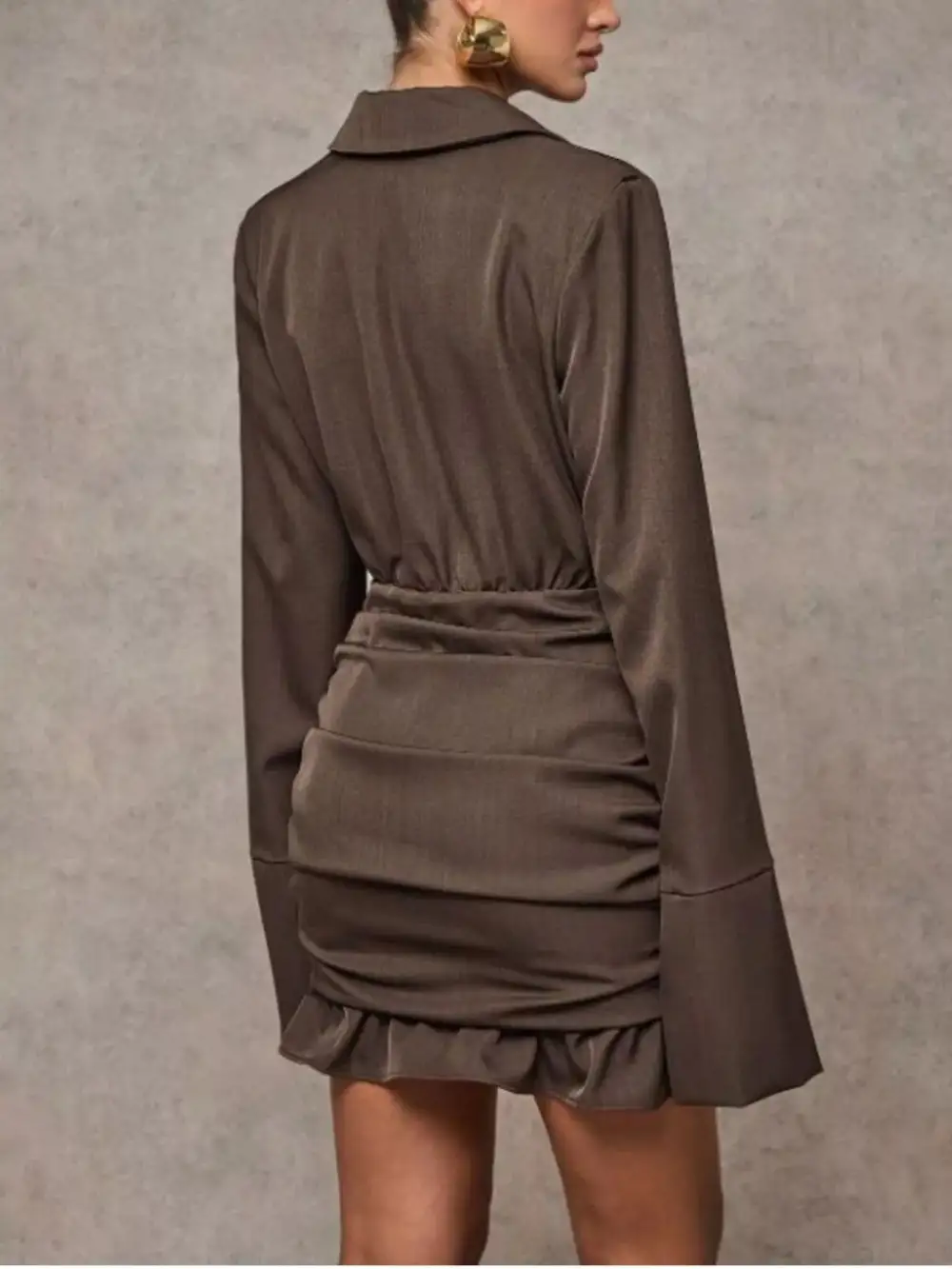 Blazer- Sleeve Ruffled Hem Mini Dress
