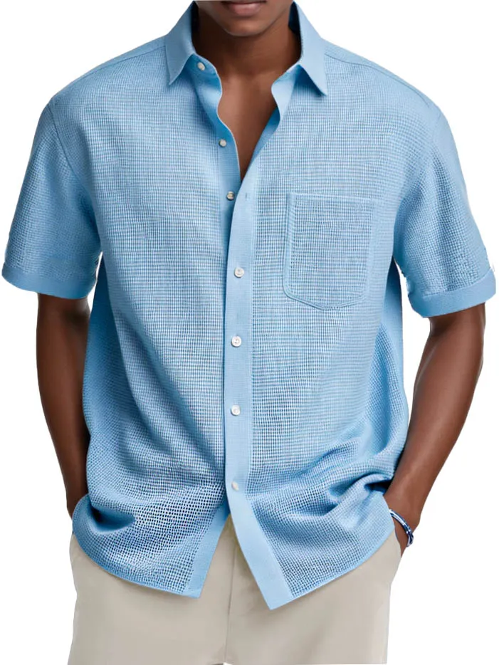 Everyday Textured Knit Pocket Shirt
