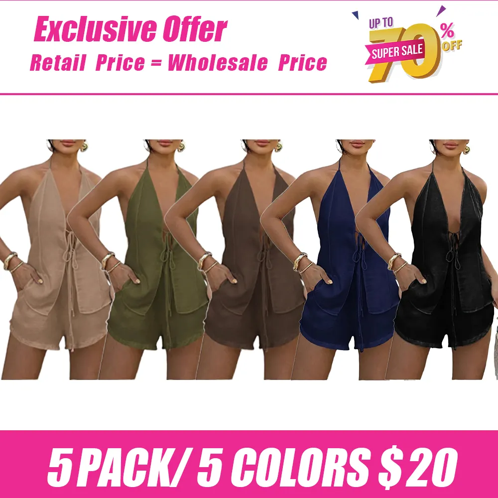 Women's Tie Back Top & Shorts Set