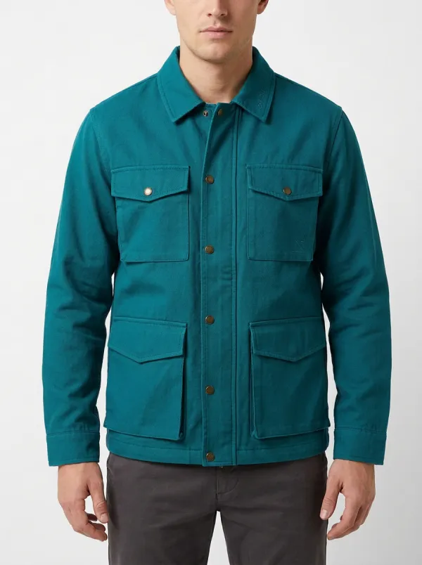 Men's Casual Outdoor Green Utility Multi-Pocket Jacket