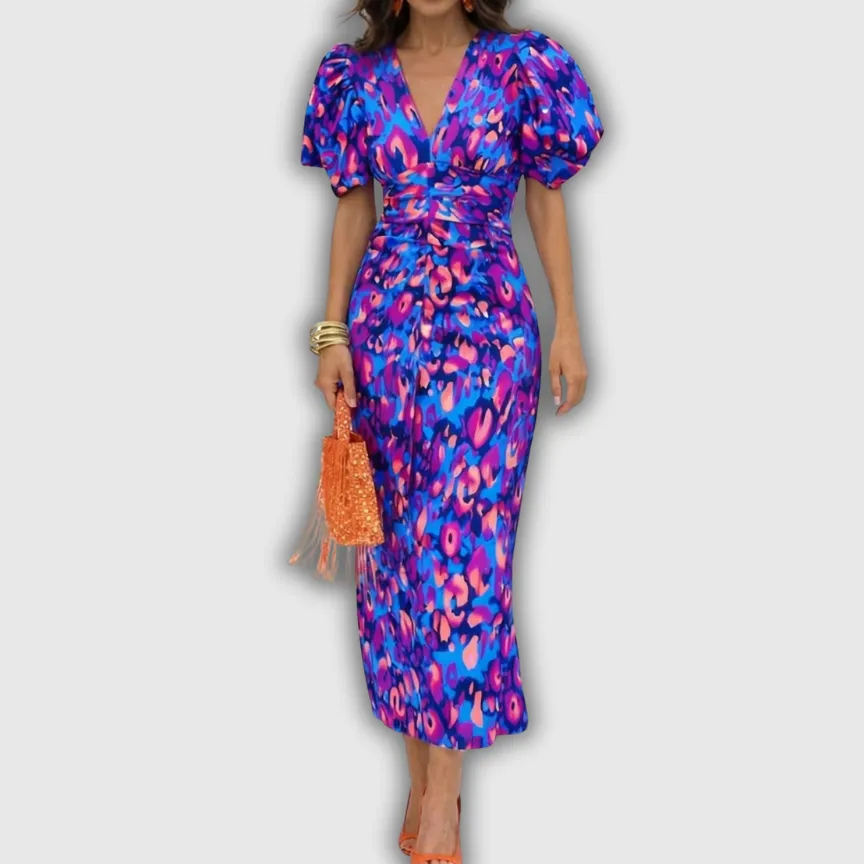Wrap Crossover Floral Midi Dress