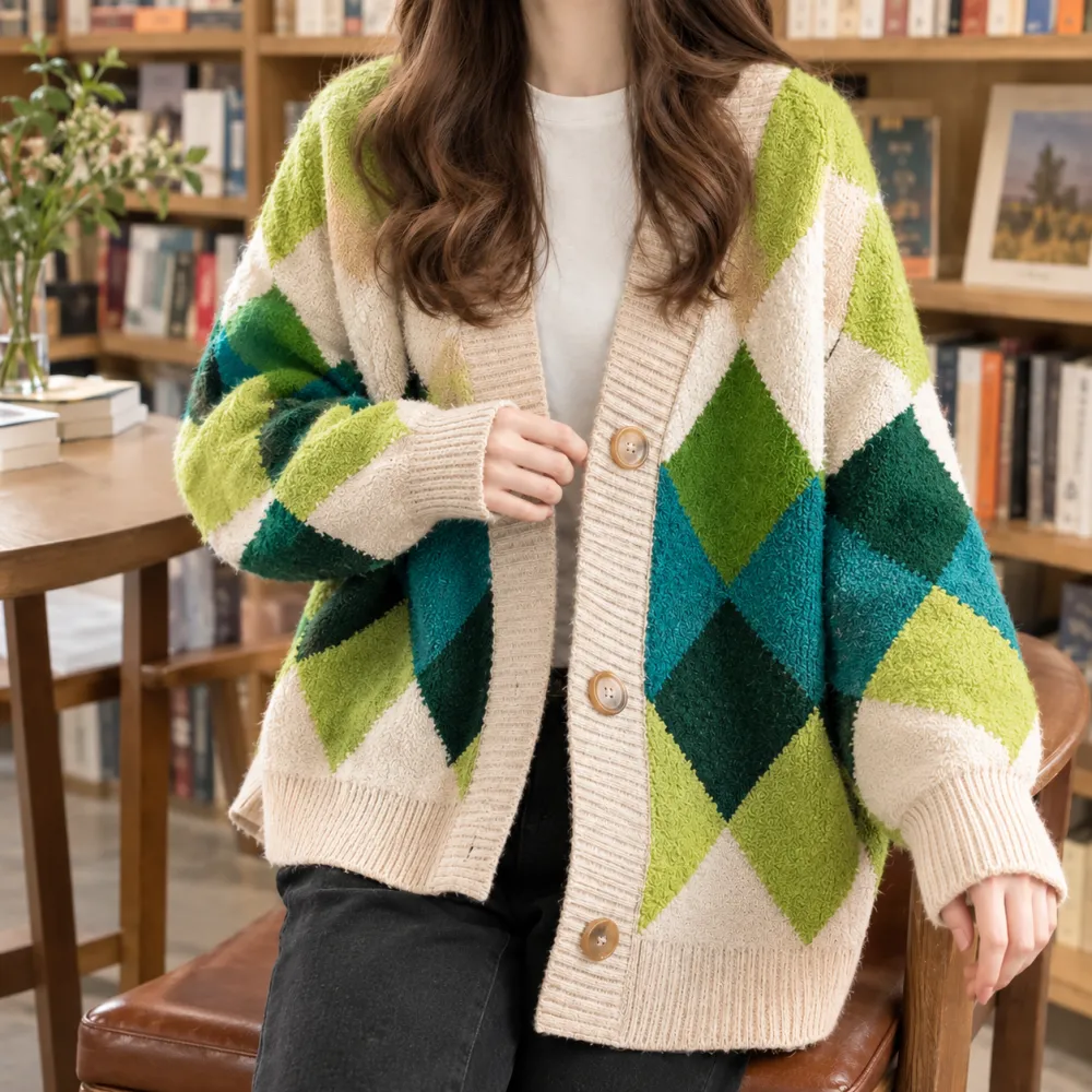 Argyle Soft Knit Cardigan