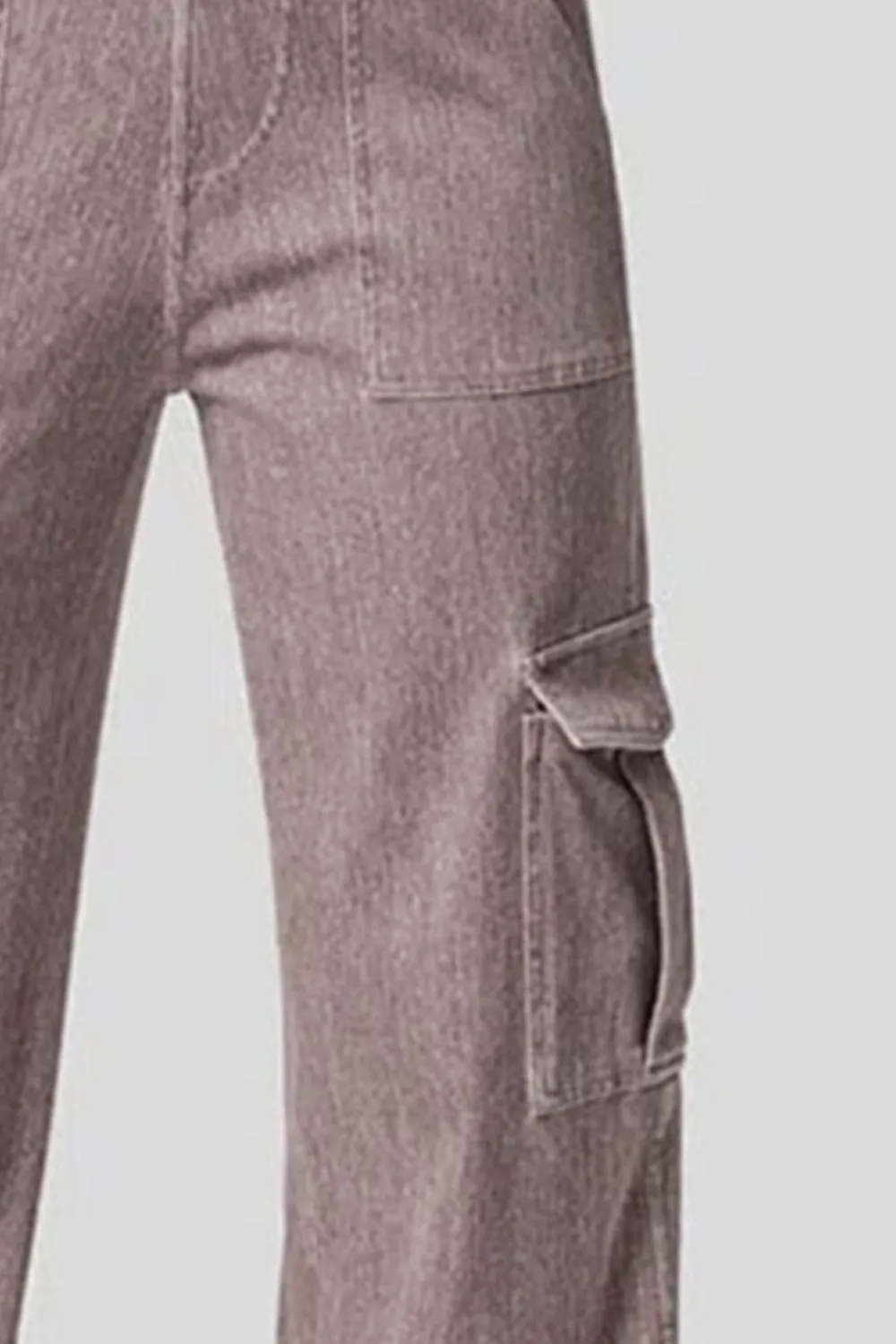 Refined High-Waist Washed Pocketed Stretch Straight Leg Jeans