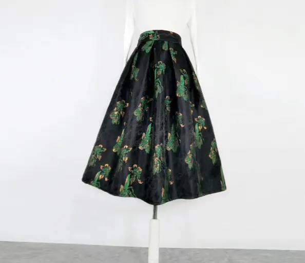 Modern Utility Embroidered High Waist Skirt