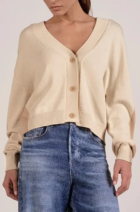 Beige Relaxed Fit Knit Cardigan
