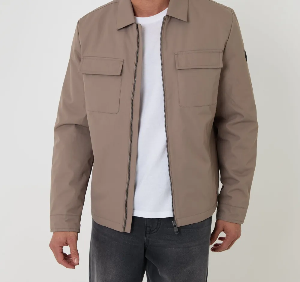 Men's Taupe Water-Resistant Lightweight Zip Jacket
