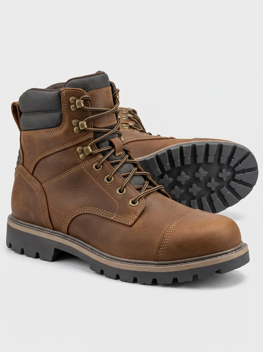 Men's Construction Style Work Boots with Waterproof Styling