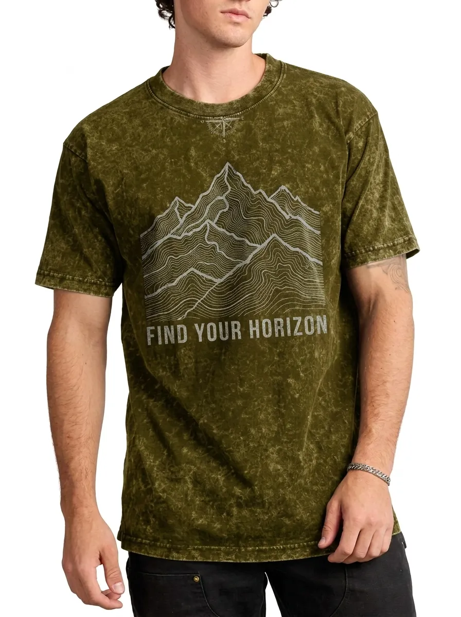 Men's Outdoor Adventure Mountain Find Your Horizon Printed T-shirt