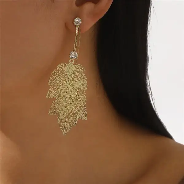 Leaf Geometric Metal Statement Earrings