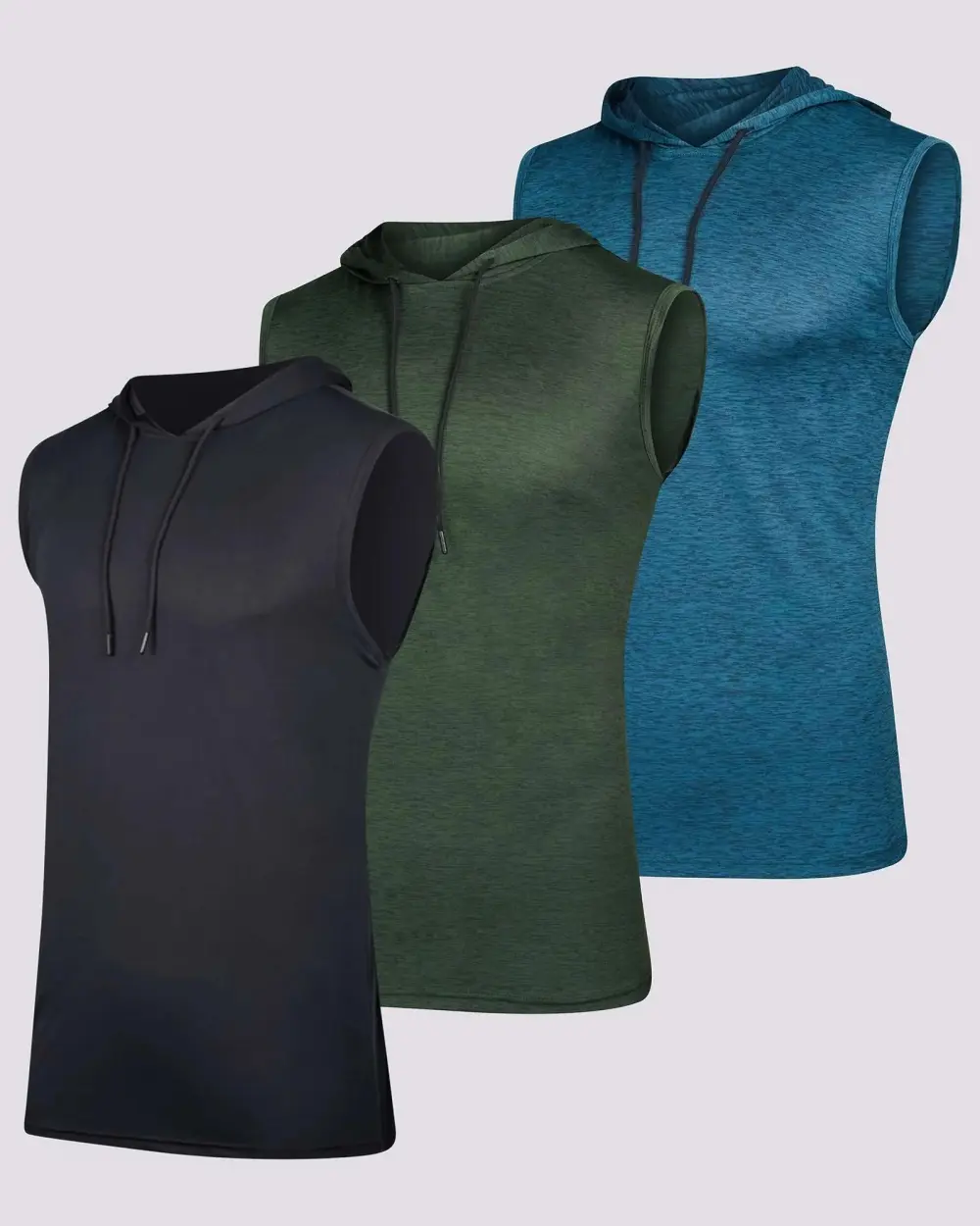 Men's Dry-Fit Active Hooded Tank Top Workout Drawstring Top (Available in Big & Tall)