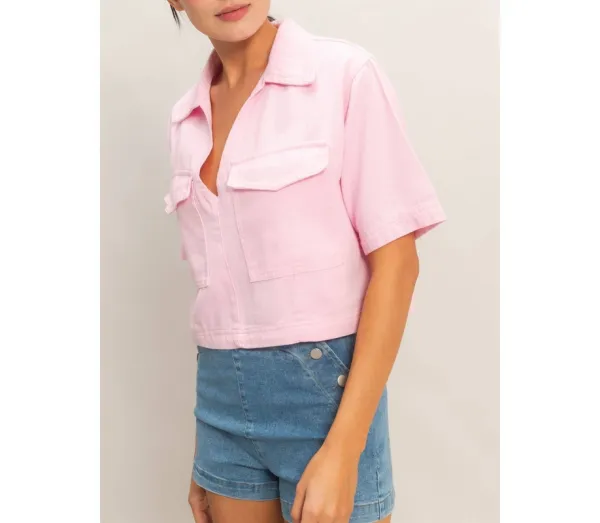 Collared V-Neck Top